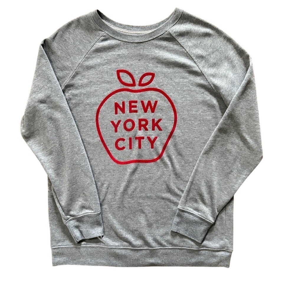 Old Navy New York City Big Apple Gray Raglan Graphic Sweatshirt Size Small